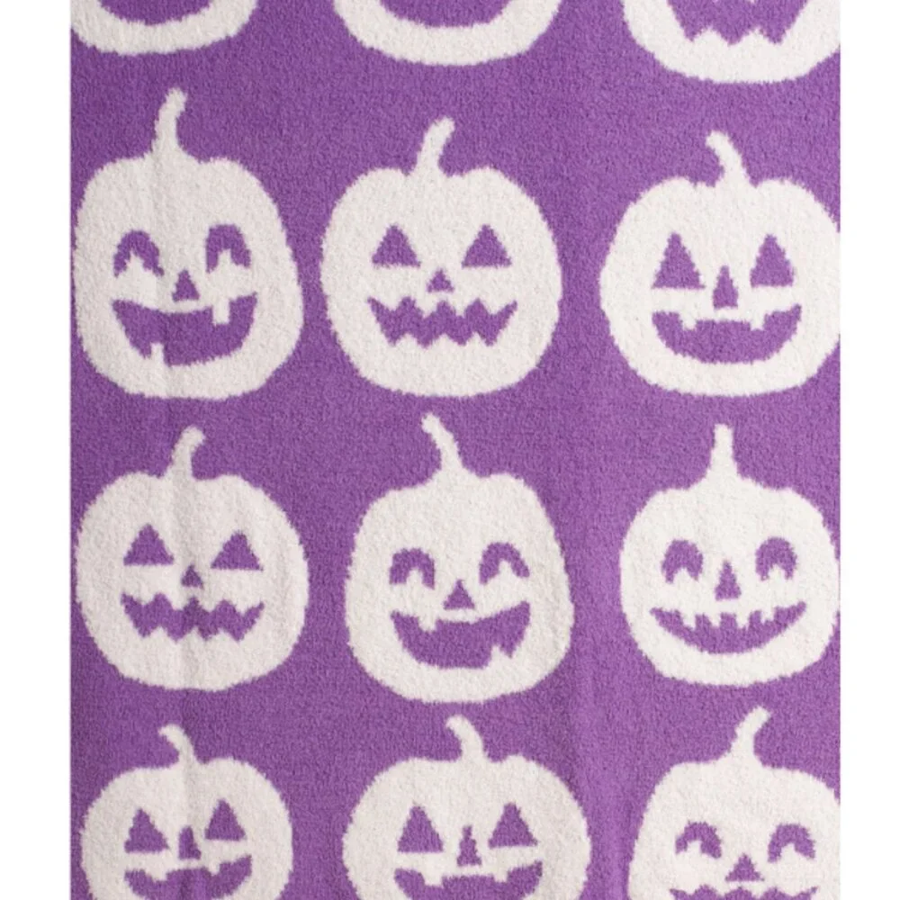 🎃 NEW NOVOGRATZ Feather Happy Pumpkin Throw 50x70 Purple Blanket